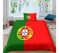 AAHARYA Drapeau du Portugal Housse De Couette, Parure De Lit Drapeau National avec Taies d'oreiller,pour Déco Chambre Adulte Enfant Single（135x200cm）