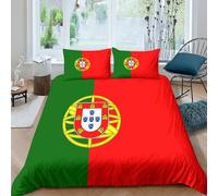 AAHARYA Drapeau du Portugal Parure De Lit 3 Pièces pour Drapeau National Impression 3D Housse De Couette en Microfibre avec Taies Double（200x200cm）