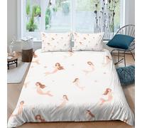 AAHARYA Housse de Couette Sirène 3D Microfibre Chambre Ado Décor | Douce, Résistante à la Décoloration, Fermeture Éclair, Toutes Saisons, Lavable en Machine Single（140x200cm）