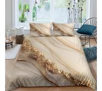 AAHARYA Parure de lit marbre Or 3D Moderne ado déco | Résistant Aux Couleurs, Fermeture Cachée, Toute Saison, Respirant, Lavable En Machine King（220x240cm）