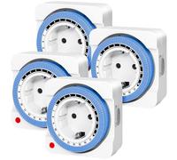 AaiVrylliz Lot de 4 prises de courant avec programmation mécanique 24 heures pour l'intérieur, 96 segments, intervalle de commutation de 15 min, cycle quotidien marche/arrêt, pour lumières, lampes
