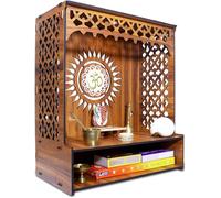 Aakrati Magnifique support Pooja Mandir en bois pour la maison ou le temple Puja pour bureau et magasins avec spot LED (h - 45,7 cm, L - 40,6 cm, l 22,5 cm)