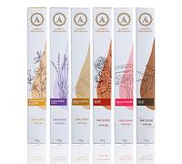 AAKRITI Bâtonnets d'Encens Naturel Masala | [15 Grammes] | Assortiment de Six: Lavande, Encens et Myrrhe, Sang de Dragon, Rose, Palo Santo, Oud