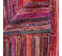 Aakriti Gallery Tapis Chindi indien fait à la main - Tapis décoratif bohème recyclé - 150 x 90 cm - Rose layette