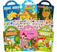 Aannanl 6 Pcs Gommettes Enfants 2 3 4 Ans,Livre Autocollant -300+ Stickers | Réutilisables Sticker Book notamment les Dinosaures, les Animaux,les Insectes | Jeu Voyage,Cadeau Anniversaire & Noël