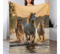 AAPZY Cheval Plaid Couverture Polaire, Couverture en Flanelle Flannel Imprimée, Couverture Confortable Douce pour Lit, Sofa Et Canapé-Lit （130×150cm）