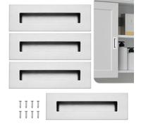 Aartner Lot de 4 poignées de porte coulissante en acier inoxydable argenté mat - 120 x 50 mm - Rectangulaire encastrée - Poignée en coquillage pour porte coulissante, portes d'armoire, cuisine
