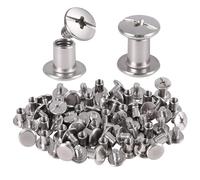 Aatpuss 80 Pièces Rivets Pour Cuir, Kits Vis Chicago, Rivets De Reliure En Acier Inoxydable, Rivet Couture, Pour Bricolage Cuir, Livre, Album Photo, Ceinture En Cuir, Rivets De Reliure à Tête Plate