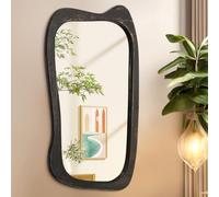 AAZZKANG Grand miroir mural irrégulier 80 x 50 cm rétro à suspendre avec cadre en bois pour salle de bain, chambre à coucher, salon, entrée
