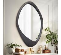 AAZZKANG Grand miroir mural irrégulier avec cadre en bois 60 x 40 cm, miroirs à suspendre asymétriques vintage pour salle de bain, chambre à coucher, salon, entrée