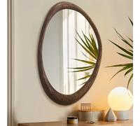AAZZKANG Grand miroir mural rustique avec cadre en bois - Miroir mural irrégulier vintage - 70 x 50 cm - Miroir suspendu asymétrique pour salle de bain, chambre à coucher, salon, entrée