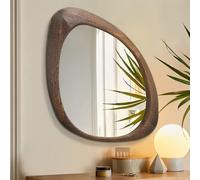 AAZZKANG Grand miroir mural vintage avec cadre en bois irrégulier, 70 L x 50 W, asymétrique, décoratif, à suspendre, pour salle de bain, chambre à coucher, salon, entrée