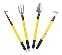 AB Tools Lot de 4 fourches, râteau, désherbeur et pelle télescopiques extensibles 63,5 cm à 94 cm