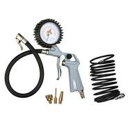 ABAC 5 Pièces Kit de Gonflage pour Compresseur G-811Ti, Comprenant un Gonfleur de Pneus avec Manomètre, un Tuyau en Spirale de 5 m, 3 Embouts de Gonflage, Pression Max. 8 Bar