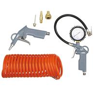 ABAC 6 Pièces Kit d'Accessoires Pour Compresseur G-813, Comprenant un Gonfleur de Pneus avec Manomètre, une Soufflette, un Tuyau en Spirale de 5 m, 3 Embouts de Gonflage, Pression Max. 8 Bar