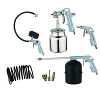 ABAC Kit d'Accessoires pour Compresseur 8 Pièces G-810AL-BL, Comprenant Gonfleur de Pneus avec Manomètre, Souffleur, Pistolet à Peinture 850ml, Pistolet de Lavage 900ml, Tuyau Spiralé 5m