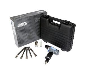 ABAC Marteau Burineur 10 mm PRO - Kit Complet (Burin Pointu et Plat 175 mm, Séparateur de Tôles, Dispositif de Coupe et d'Enlèvement de Boulons) - Poids : 1.9 kg