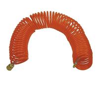 ABAC Tuyau spiralé pour air comprimé, diamètre extérieur 8 mm et diamètre intérieur 6 mm complet avec raccords à raccord rapide universels aux extrémités. Longueur 15 mètres