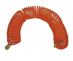 ABAC Tuyau spiralé pour air comprimé, diamètre extérieur 8 mm et diamètre intérieur 6 mm complet avec raccords à raccord rapide universels aux extrémités. Longueur 15 mètres