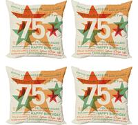 ABAKUHAUS 75e anniversaire, lot de 4 housses de coussin, salutations du monde entier, impression numérique moderne recto-verso, 50 cm x 50 cm, multicolore