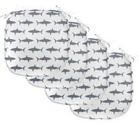 ABAKUHAUS Animaux marins Coussins pour chaises de salle à manger, Poissons sauvages nageant, Coussins décoratifs imperméables avec sangles pour sièges de cuisine, 40 cm x 40 cm, lot de 4, Charbon gris