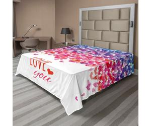 ABAKUHAUS Chers draps, cœurs et amour Votre message Saint-Valentin romantique Inspiré du printemps Art, drap de dessus doux et confortable pour un lit décoratif 1 pièce 260 cm x 228 cm, multicolore