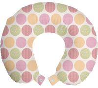 ABAKUHAUS Coussin de voyage coloré, coussin cervical, lignes à l'intérieur de cercles, article de voyage en mousse pour avion et voiture, 30 x 30 cm, vert avocat multicolore