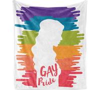 ABAKUHAUS Couverture polaire douce en flanelle « Love Wins », thème Gay Pride avec drapeau arc-en-ciel et silhouette de femme gay Lieb Intersectional, 175 x 230 cm, multicolore