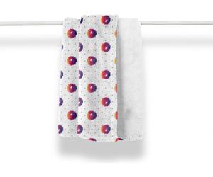 ABAKUHAUS Couverture polaire en flanelle douce abstraite, motif rétro à pois griffonnés, peluche confortable pour l'intérieur et l'extérieur, 125 x 175 cm, violet foncé orange
