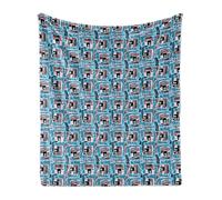ABAKUHAUS Couverture polaire en flanelle douce et abstraite, motifs grunge, peluche confortable pour l'intérieur et l'extérieur, 125 x 175 cm, bleu ciel et rose pâle