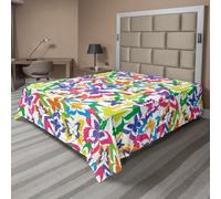 ABAKUHAUS Drap de lit papillon, assortiment de silhouettes de papillons, art du mouvement et du style de vie, drap de lit supérieur doux et confortable pour un lit décoratif, 1 pièce, 266 cm x 260 cm,