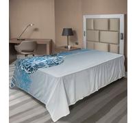 ABAKUHAUS Draps de Noël, motif abstrait avec flocons de neige, arabesques sur le thème des fêtes de fin d'année, drap supérieur doux et confortable pour un lit décoratif, 1 pièce, 260 cm x 168 cm, ble