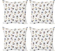 ABAKUHAUS Ensemble de housses de coussin à pois (4 pièces), caricature d'ours en peluche, impression numérique moderne recto-verso, 50 cm x 50 cm, violet bleu brun pâle