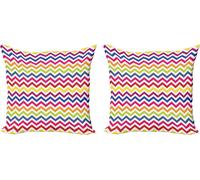 ABAKUHAUS Ensemble de housses de coussin angulaires (2 pièces), Rainbow Chevron Fun, motif imprimé numérique recto-verso avec fermeture éclair, 50 cm, multicolore