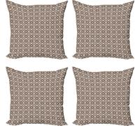 ABAKUHAUS Ensemble de housses de coussin Bohemien (4 pièces), motif symétrique, impression numérique moderne recto-verso, 60 cm x 60 cm, marron châtaigne et ivoire