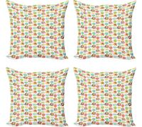 ABAKUHAUS Ensemble de housses de coussin éléphant (4 pièces), animaux ballons, impression numérique moderne recto-verso, 40 cm x 40 cm, multicolore