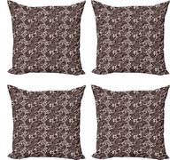 ABAKUHAUS Ensemble de housses de coussin ethniques (4 pièces), style folk traditionnel rétro, impression numérique moderne recto-verso, 45 cm x 45 cm, noir crème