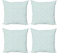 ABAKUHAUS Ensemble de housses de coussin Étoile de mer (4 pièces), pieuvre, crabe et poisson, impression numérique moderne recto-verso, 60 cm x 60 cm, vert clair bleu pâle