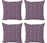 ABAKUHAUS Ensemble de housses de coussin fantaisie (4 pièces), étoile, fée, lune, arcs-en-ciel, impression numérique moderne recto-verso, 45 cm x 45 cm, quartz et multicolore