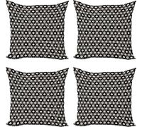 ABAKUHAUS Ensemble de housses de coussin géométriques (4 pièces), grandes petites formes hexagonales, impression numérique moderne recto-verso, 45 cm x 45 cm, noir et beige