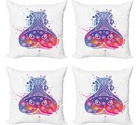 ABAKUHAUS Ensemble de housses de coussin Hippopotame (4 pièces), effet dentelle décoratif, impression numérique moderne recto-verso, 40 cm x 40 cm, multicolore