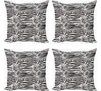 ABAKUHAUS Ensemble de housses de coussin imprimé zèbre (4 pièces), rayures zèbre sauvages, impression numérique moderne recto-verso, 45 cm x 45 cm, noir et blanc