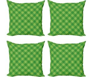 ABAKUHAUS Ensemble de housses de coussin irlandaises (4 pièces), carreaux verts rétro, impression numérique moderne recto-verso, 40 cm x 40 cm, vert vert tilleul