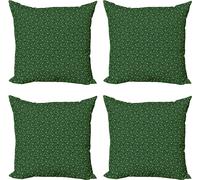 ABAKUHAUS Ensemble de housses de coussin irlandaises (4 pièces), motif Clover Reisig complexe, impression numérique moderne recto-verso, 40 cm x 40 cm, noir et vert citron
