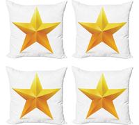 ABAKUHAUS Ensemble de housses de coussin jaunes (4 pièces), étoile jaune ombrée unique, impression numérique moderne recto-verso, 60 cm x 60 cm, jaune et blanc