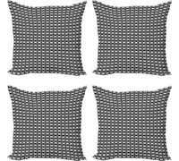 ABAKUHAUS Ensemble de housses de coussin noir et blanc (4 pièces), Curve monochrome, impression numérique moderne recto-verso, 40 cm x 40 cm, noir et blanc
