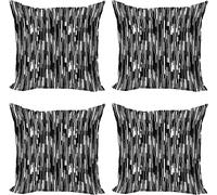 ABAKUHAUS Ensemble de housses de coussin noir et blanc (4 pièces), lignes abstraites, impression numérique moderne recto-verso, 40 cm x 40 cm, noir, gris, blanc