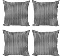 ABAKUHAUS Ensemble de housses de coussin noir et blanc (4 pièces), lignes en losange, impression numérique moderne recto-verso, 50 cm x 50 cm, noir et blanc