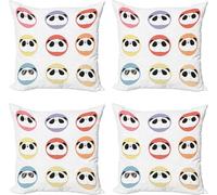 ABAKUHAUS Ensemble de housses de coussin Panda (4 pièces), rondes avec des visages d'animaux amusants, impression numérique moderne recto-verso, 50 cm x 50 cm, multicolores