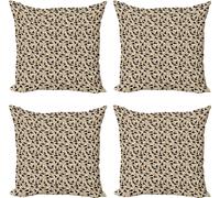 ABAKUHAUS Ensemble de housses de coussin pour chat (4 pièces), animal domestique jouant avec une balle, impression numérique moderne recto-verso, 45 cm x 45 cm, noir, beige et vert d'eau